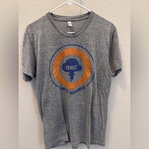 American Apparel NBA OKC Thunder Gray Graphic Tee with Orange and Blue